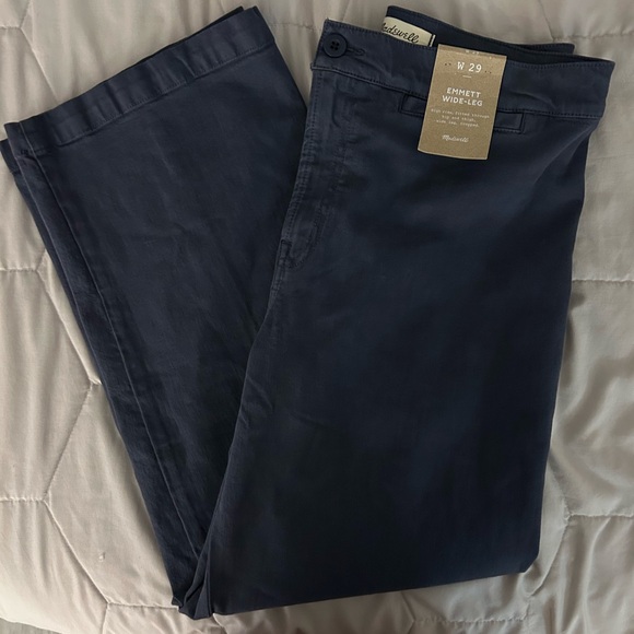 NWT Madewell Blue The Emmett Wide-Leg Crop Pant: Welt Pocket Edition - Picture 7 of 7